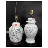 Two porcelain Blanc de Chine table lamps