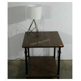 Accent table with metal base table lamp