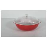 Flamingo pink pyrex dish with lid