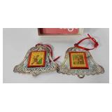 Two stamp ornaments