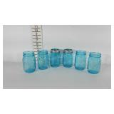 Blue Ball perfect mason jars, two with rings, 100