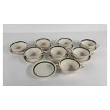 Eight Homer Laughlin soup bowls with under plates