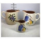 Three pieces of Stangl pottery pitcher, some