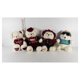 Four plush bears, Christmas and Valentine