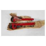 Tools, two pipe wrenches