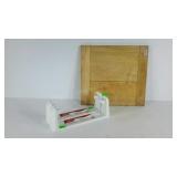 Wood board, two paper towel holders