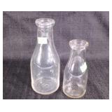 Two milk bottles, 1 quart and 1 pint