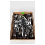 Box of flatware, includes forks, knives, and