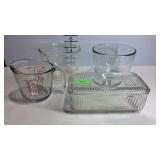 Kitchenware, covered dish has chip in corner, two