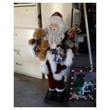 Santa Clause Figure with Colored Glass Fireplace