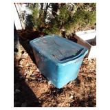 Rubbermaid Storage tote with used Kitchen Pots