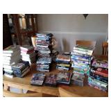 Big Group of DVDs, VHS tapes, Blue Ray Discs.
