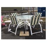 6pc Outdoor Table set, includes 4ft Glass top