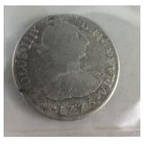 1775 silver Spanish 8 reales (holed)