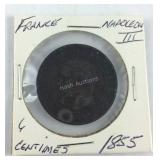 1855 French 6 centimes copper coin