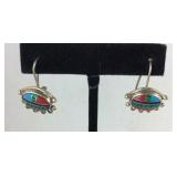 Sterling silver inlaid earrings southwestern