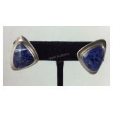 Sterling silver earrings signed J. Gomes agate
