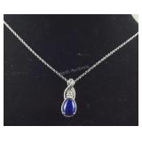 Sterling lapis lazuli and white topaz pendant
