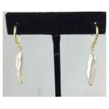 14k gold over Sterling silver white Keshi pearl