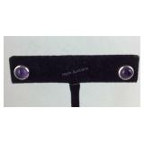 Sterling silver 2ct amethyst cabochon stud