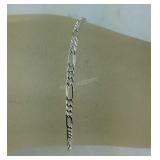 7.25in-8.75in Sterling silver figaro bracelet