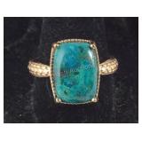 Size 10 chrysocolla 6.8ct bronze ring