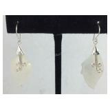 Sterling silver mother of pearl leaf earrings