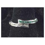 Size 7 Sterling lab created emerald and lab white