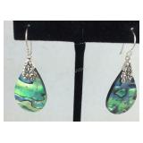 Sterling silver abalone shell earrings