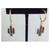 Goldtone cactus black Druzy earrings