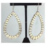 Teardrop beaded howlite earrings