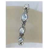 White howlite bolo bracelet platinum bond brass