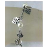 White freshwater cultured pearl heart charm