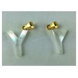 Two mother of pearl "Y" pendant 14k gold over