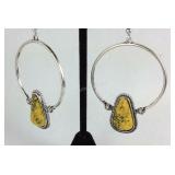 Yellow stone western style earrings
