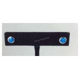 Sterling silver lab opal 7mm earrings