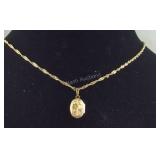 14k Italy yellow gold locket necklace 24in,