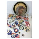 Kennedy plate and political buttons