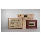 Local interest wall art, colored engraving print