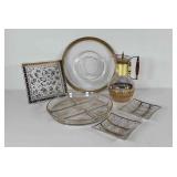 Gold and clear glass group, includes Georges