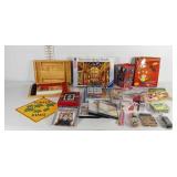 Miscellaneous group, poker set, puzzles, printer