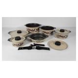 Multiware cookware set, wheat design, with three