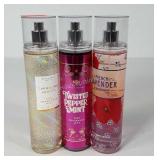 Three Bath and Body Works fragrance mists
