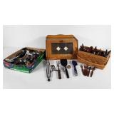 Kitchenwares,  leaded glass bread box, various