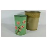 Two metal trash cans, 11" & 13" tall