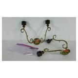 Two heavyweight brass candle sconces, includes