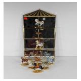 Carousel horses with mirrored display shelf,