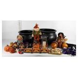 Fall/Haloween decor, poly cauldrons, scarecrows,