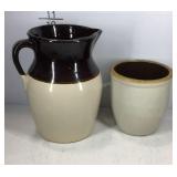 Pottery:  pitcher and crock
