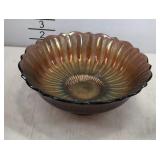 Amethyst Carnival glass stippled rays 9 inch